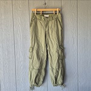 Anthropologie Olive Green Cargo Pants Boho Women's Light Breathable Size 4